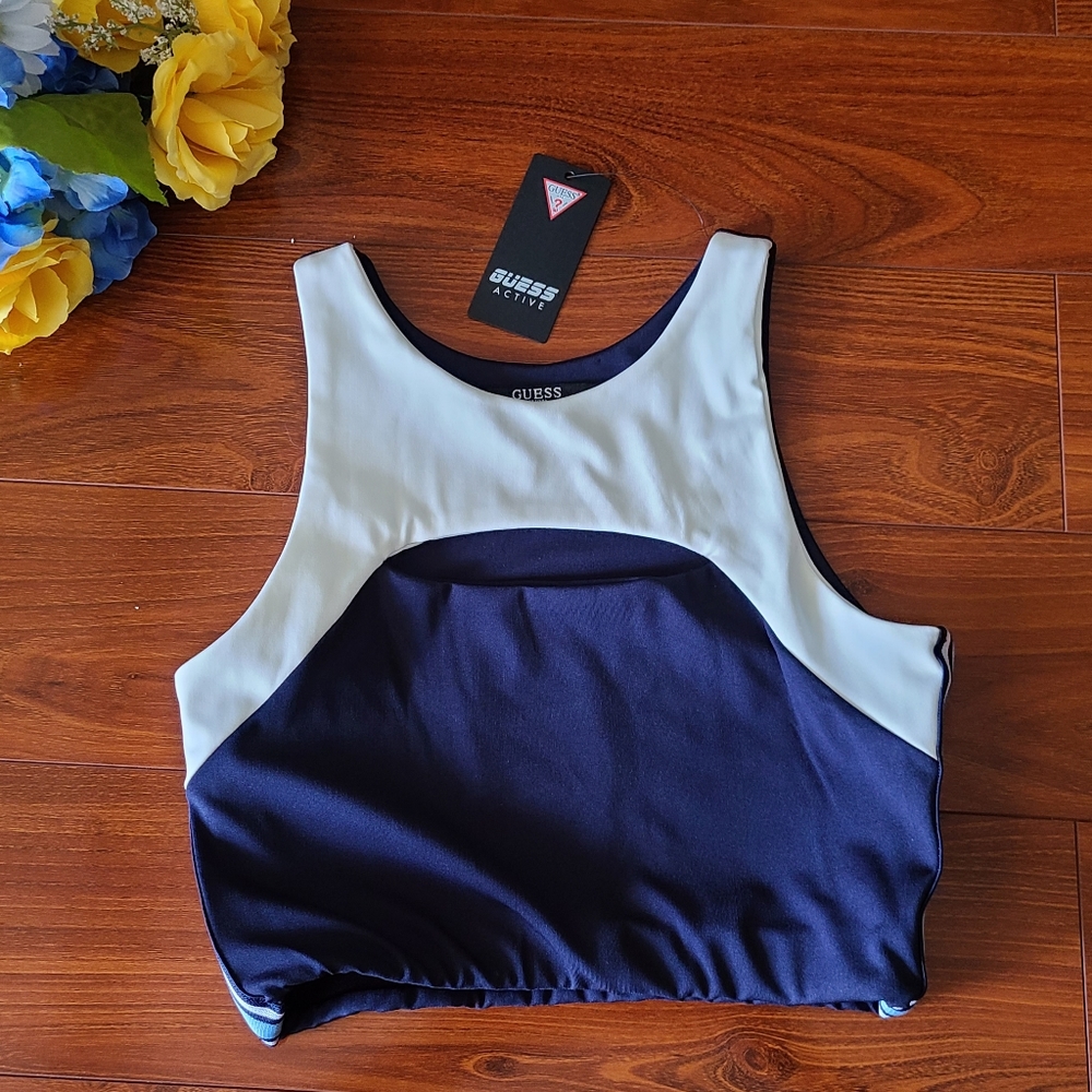 Guess Blue/White Sports Bra Small